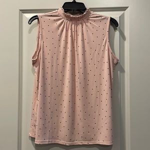 Pink high neck blouse with black polka-dots from ELLE (S)